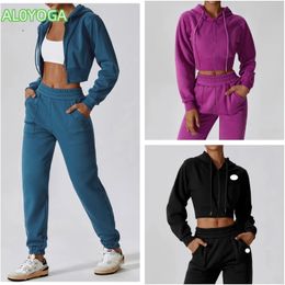 AL0YOGA-26 veste à capuche polaire pour femmes de haute qualité avec sweat à capuche zippé marque printemps, automne et hiver coton