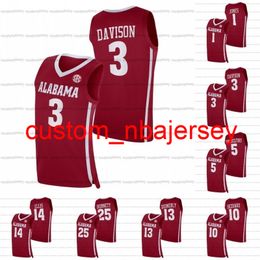 Alabama Crimson Tide 2021-22 College Basketball Jersey Custom JD Davison Nimari Burnett Keon Ellis Herbert Jones Jeuwan Gary Jaden