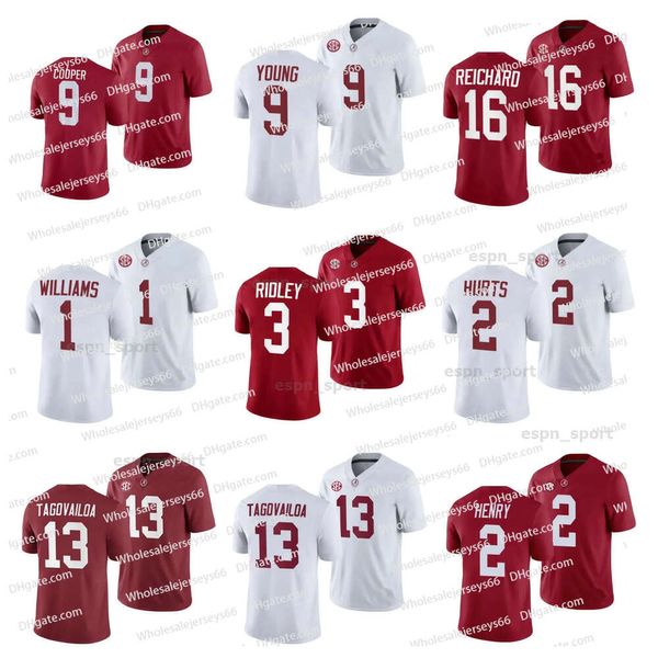 Alabama Crimson Tide Football Jersey College Ala Devonta Smith Bryce Young Jameson Williams Jalen Hurts Derrick Henry Julio Jones née Harris Tagovailoa Plus taille