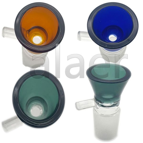 Alaer 5mm d'épaisseur bong en verre glisse avec poignée bol entonnoir sablier mâle coloré 14mm accessoires pour fumer bongs de conduite d'eau bols de 18mm toboggan enivrant