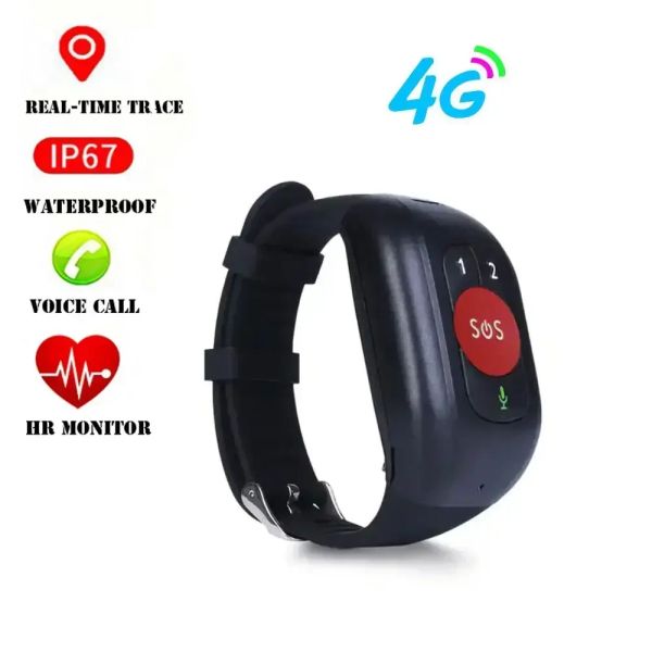 Alarme 4G Elderly Alarm GPS GPS Watch 2G Bracelet Bracelet Health Monitor SOS IP67 Locator imperméable Tracker d'alerte d'automne pour les personnes âgées