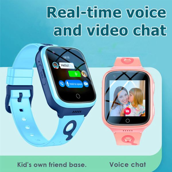 Alarme 4G Kids Smart Watch Téléphone 1000mAh APPLICATION VIDÉO IMPHERPHER