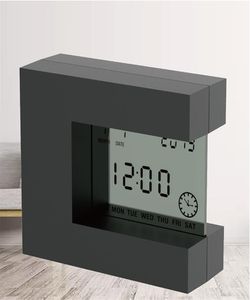 Reloj despertador digital para el hogar, oficina, escritorio, mesa, reloj LCD moderno con calendario, fecha, cuenta atrás, temporizador, termómetro, batería 2108046674026