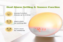 Wekker Wake Up Light Led Snooze Nature Night Lamp Digitale klok Sunrise kleurrijk licht met natuurgeluiden FM Radios16538787