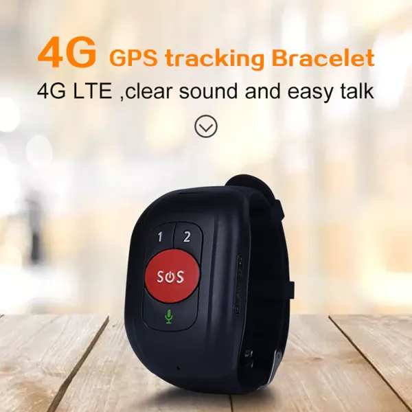 Alarme Elderly GPS Smartwatch 4G LTE Bracelet de suivi antilost Bracelet Empilable SOS SOS Call urgent et tracker d'alerte de détection de chute
