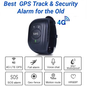 Alarm Mini GPS Alzheimer's Tracker 4G oudere SOS -knop Watch Bracelet Bracelet Emergency Alarm Tracking Hartslag Hartslag bloeddrukmonitor