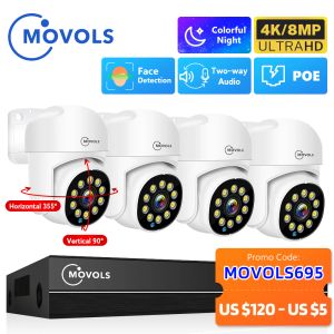 Alarm Movols 4K Xmeye Poe Surveillance System 8mp 4mp Two Way Audio Ptz CCTV Poe Ai Security Camera 8ch P2P NVR Video Surveillance Kit