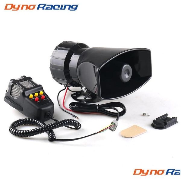 Alarma Seguridad Dynoracing 5-Sonido Fuerte Advertencia Coche Policía Fuego Sirena 130DB Air Horn Pa Altavoz 12V 80W Accesorios Alarma238I Drop Deli DHDSL