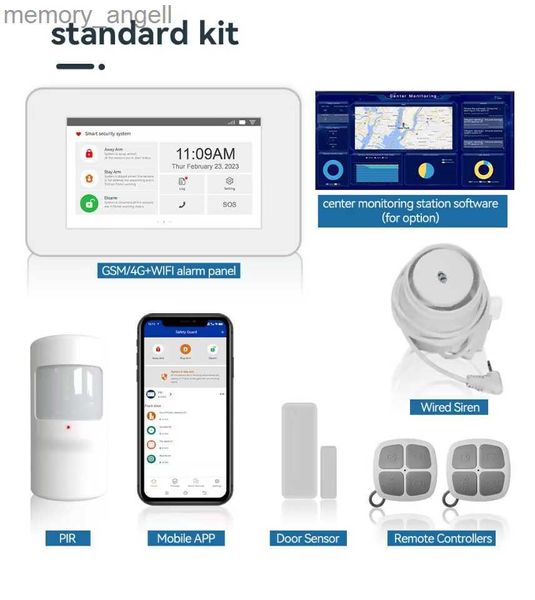 Sistemas de alarma de 4.3 pulgadas Pantalla táctil 4G 3G GSM Wifi Smart Home Bulgar Sistema de alarma Aplicación móvil Control de Center Center 4G Sistema de alarma YQ230927