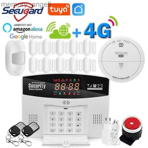 Alarmsysteme 4G SIM Tuya Smart Einbrecher Host GSM Home Security Alarm System 433 MHz Wireless Wired Zone Remote APP Steuerung Alexa YQ230927