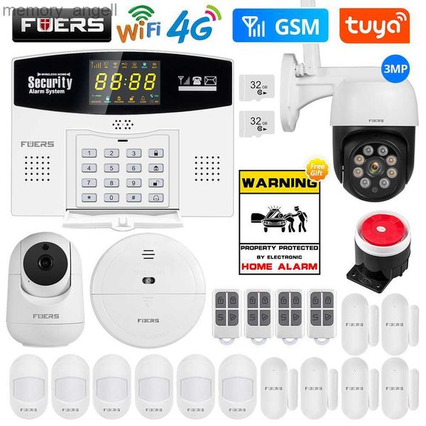 Sistemas de alarma Fuers W214 4G WIFI Tuya Sistema de alarma inteligente Antirrobo inalámbrico GSM Control de alarma de seguridad para el hogar inteligente Pantalla LCD Cámara IP YQ230927