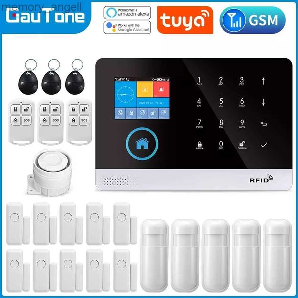 Systèmes d'alarme GauTone PG103 système d'alarme pour la sécurité anti-cambriolage à la maison 433 MHz WiFi GSM alarme sans fil Tuya Smart House App contrôle YQ230927