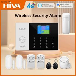 Systèmes d'alarme HIVA 4G Système d'alarme WiFi 433MHz Capteur de mouvement de ceinture de sécurité pour la courroie de sécurité Remote 11 Langage Système d'alarme sans fil Kit WX