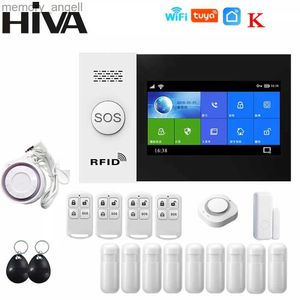 Alarmsystemen HIVA Alarmsystemen Beveiliging Thuis Wifi Gsm met Pir Bewegingssensor Tuya Smart Life Alarm werk met Alexa YQ230927