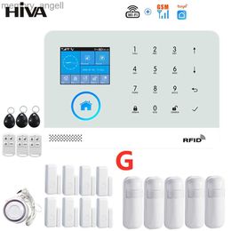 Systèmes d'alarme HIVA PG-103 Tuya Wifi GSM système d'alarme sans fil système de sécurité à domicile avec carte RFID capteur de mouvement APP télécommande YQ230926