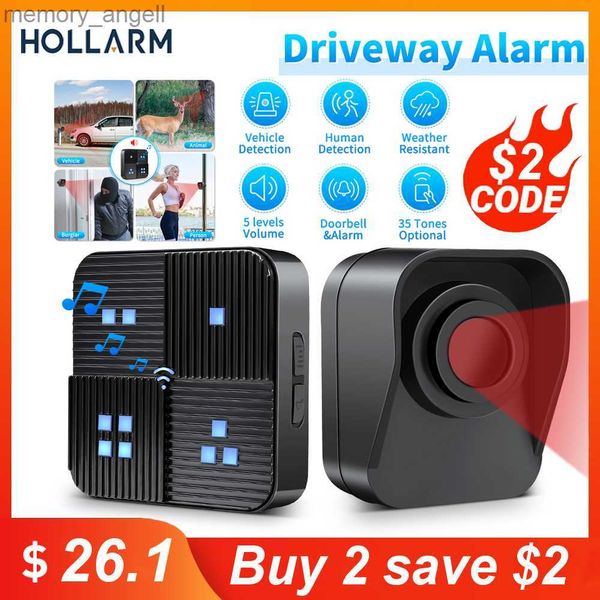 Sistemas de alarma Hollarm Wireless Driveway Alarma de seguridad Impermeable PIR Detector de movimiento Garaje Bienvenido Alarma antirrobo Sistema seguro Patrulla YQ230926
