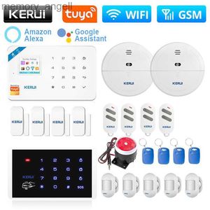 Systèmes d'alarme KERUI W181 système d'alarme pour la maison WIFI GSM alarme Tuya Kit de maison intelligente Support Alexa capteur de mouvement capteur de porte 120db sirène YQ230926