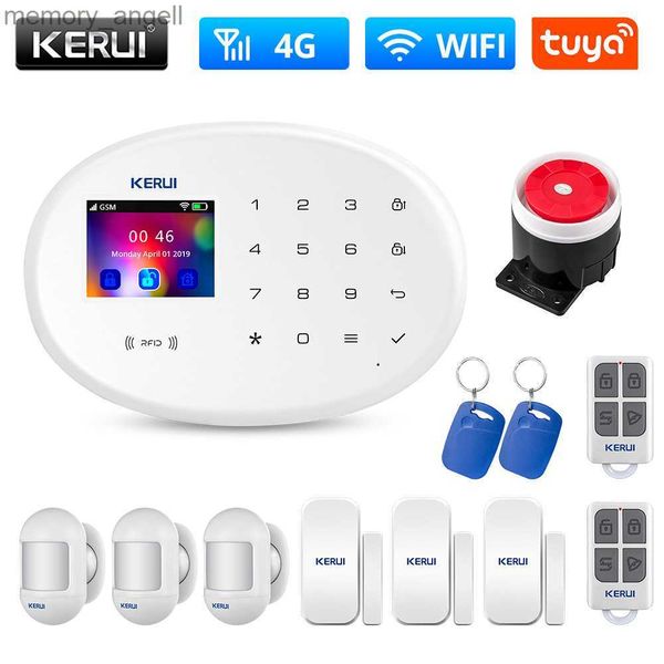 Systèmes d'alarme KERUI W20 WIFI GSM 4G système d'alarme sécurité à domicile Tuya App contrôle 8 commutateur de langue RFID clavier tactile Kit d'alarme de détection de mouvement YQ230927