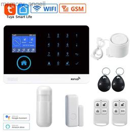 Sistemas de alarma Smart Tuya Sistema de alarma de seguridad para el hogar Wifi GSM Sistema de alarma PG103 Teclado táctil LCD inalámbrico 433MHz Detectores APP Kit de control YQ230926