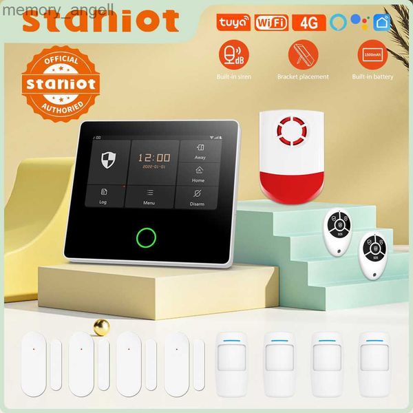 Sistemas de alarma Staniot Sistema de alarma de seguridad para el hogar 4G WiFi inalámbrico Tuya Smart Burglar Kit Sirena incorporada Funciona con la aplicación Alexa Control remoto YQ230927