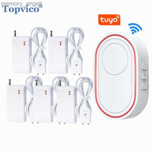 Sistemas de alarma Topvico Sensores de agua para fugas WiFi Bomba de sumidero del sótano Alarma de agua Tuya Smart APP Notificación 5 niveles Volumen YQ230927