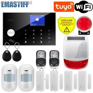 Alarmsystemen Touch Keypad Tuya WIFI GSM Thuis Inbraakbeveiliging Draadloos Draadalarmsysteem Bewegingsmelder APP Controle Brandrookmelder YQ230927