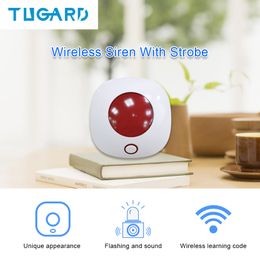 Alarmsystemen Tugard SN10 433MHz Wireless Siren Mini Horn 110dB Lichte flashstrobel voor thuisbeveiliging Inbreker geluidssysteem 221101