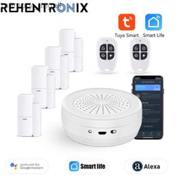 Alarmsystemen Tuya RF Alarm Gateway Raam Deur Sensor Waterdetector Afstandsbediening Smart Home Beveiliging Alarmsysteem Kits Werken met Smart Life Alexa YQ230927