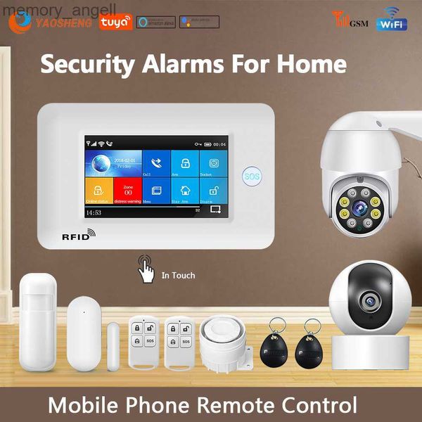 Sistemas de alarma TUYA Alarmas de seguridad inteligentes para el hogar WIFI Aplicación de alarma inalámbrica para el hogar Control remoto Compatible con los sistemas de alarma de la casa Alexa YQ230927