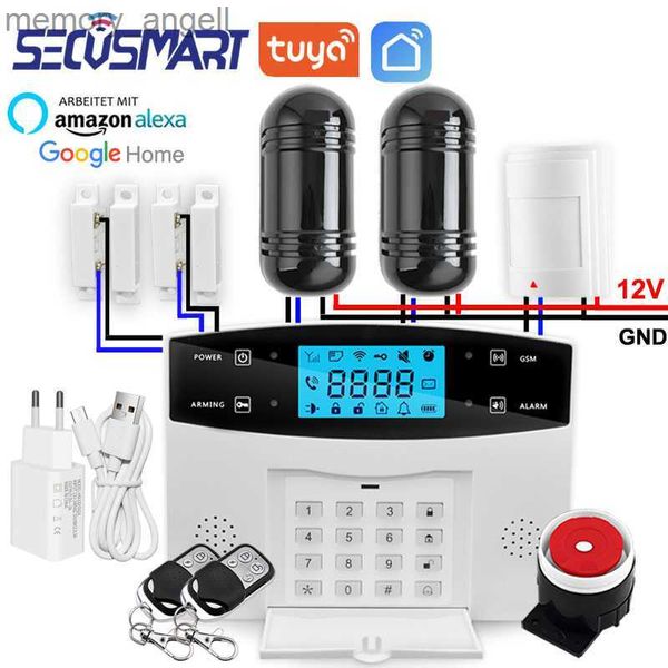 Sistemas de alarma Tuya Smart WiFi Alarma System GSM Wireless Home ladrón de seguridad Alarma de sonido Detector de vida inteligente Aplicación Alexa Home YQ230926