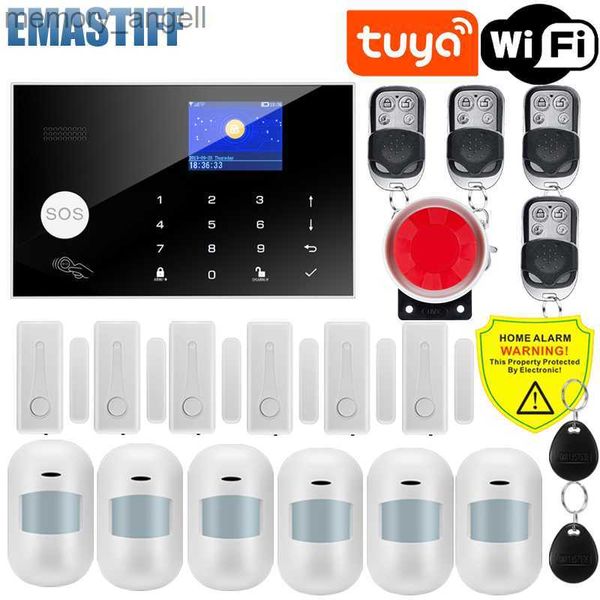 Systèmes d'alarme Tuya Smart WIFI GSM système d'alarme de sécurité fonctionne avec Alexa maison cambrioleur détecteur de mouvement fumée porte fenêtre capteur IP caméra YQ230927