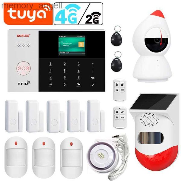 Sistemas de alarma Tuya WIFI 4G 2G GSM SMS Sistemas de alarma Seguridad Hogar Casa Antirrobo Antirrobo con cámara Sirena solar SOS Kit inalámbrico Smart Life YQ230926