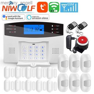 Alarm systems Tuya Wifi GSM Alarm System LCD Display 433MHz Wireless Smart Home Burglar Security Host App Control Support Alexa Google YQ230926