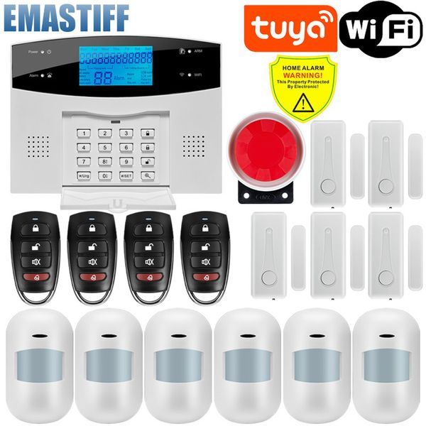 Systèmes d'alarme Tuya WiFi GSM Protection de sécurité à domicile système intelligent écran LCD kit antivol application mobile télécommande bras et désarmement 221101
