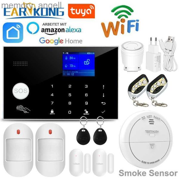 Sistemas de alarma Tuya WiFi GSM Alarma de seguridad Detector de humo inalámbrico Detector de incendios Smart Home Alarma antirrobo 433 MHz Sensor de movimiento inalámbrico Detector de puerta YQ230926