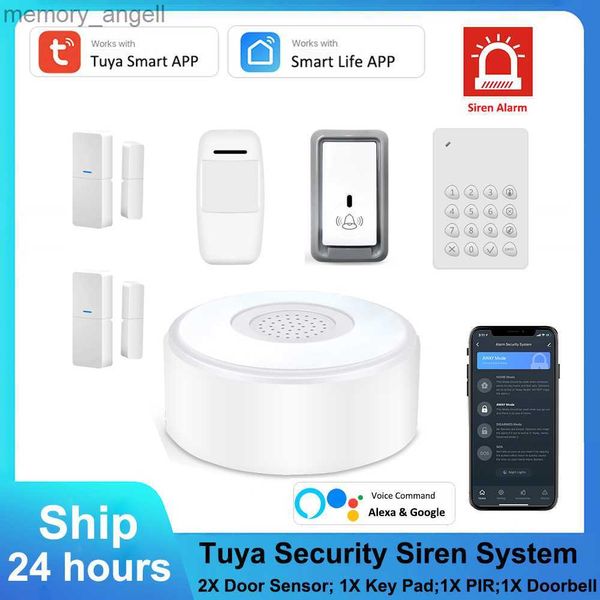 Systèmes d'alarme Tuya WiFi RF Sirène Alarme Système d'alarme de sécurité à domicile sans fil fonctionne avec Alexa Voice Commande Smart Life App Controly YQ230927