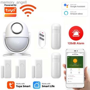 Alarmsystemen Tuya WiFi Smart Home Security Alarm System 120DB Werkt met Alexa RF433 PIR -detector Door Sensor Smart Life App Inbreker YQ230927