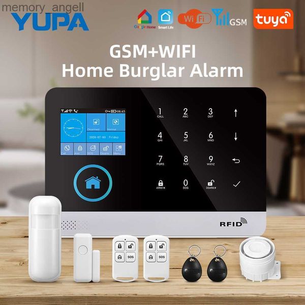 Sistemas de alarma Tuya Sistema inalámbrico de alarma de seguridad para el hogar Wifi GSM Alarma Intercomunicador Aplicación Control remoto Autodial con IP Carema para antirrobo YQ230927