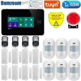 Alarmsystemen W8B Tuya WiFi GSM Home Security Alarm System 433MHz Wireless Burglar Alarm Kit Werkt met Alexa App Remote Control YQ230926