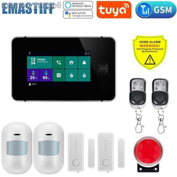 Sistemas de alarma W8B Tuya Wireless WIFI GSM Sistema de alarma antirrobo para el hogar Cámara IP Sensor de movimiento PIR Sensor de puerta Kit de alarma de seguridad Control de aplicación YQ230926