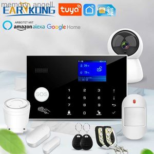 Alarm systems Wifi GSM Alarm System 433MHz Home Burglar Security Alarm Wireless Wired Detector RFID Touch Keyboard Temperature Humidity Alexa YQ230927