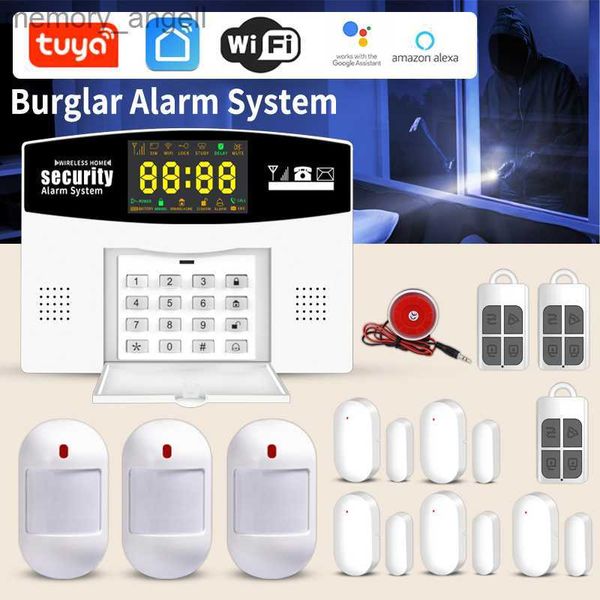 Systèmes d'alarme Système d'alarme antivol de porte et de fenêtre WIFI + GSM alarme de sécurité sans fil pour maison intelligente système antivol à induction infrarouge YQ230927