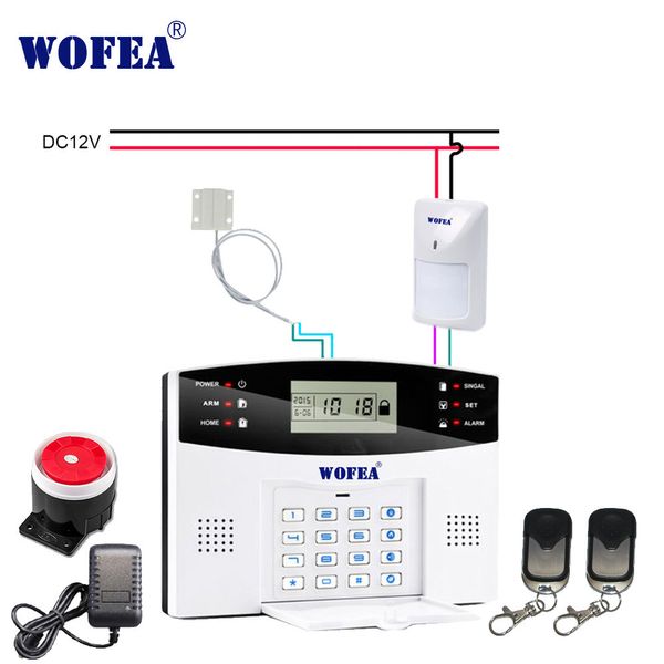 Sistemas de alarma Sistema GSM de seguridad para el hogar Wofea con sensor PIR de puerta de tipo cableado 7 Zona 99 Zona inalámbrica 221101