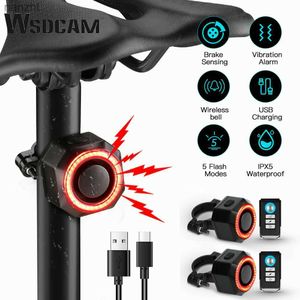 Systèmes d'alarme WSDCAM LUMIÈRES DE BICYLEMENT Intelligent Alarme anti-vol Lights Tail Lights Remote Contrôle Flash Bicycle Équipement de vibration alarme WX