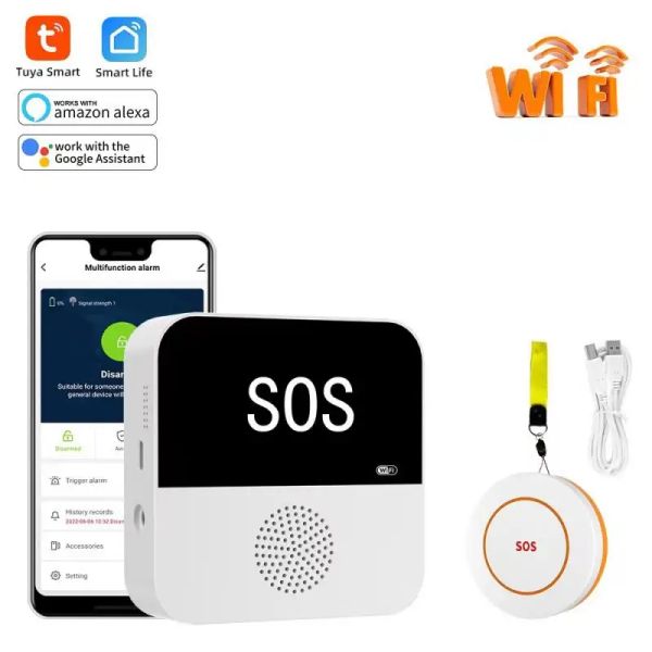 Alarme Wi-Fi WiFi Wiless Wiredly Panic Alarm System Tuya Smart Life App Switch Button Switch Switch APPEL APPEL APPEL 433MHz SOS