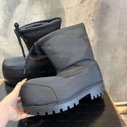 Alaska ski lage laarzen Parijs mode Heren Dames SKIKLEDING Snowboots designer Platform nylon Koeienhuid zwart wit Schoenen Maat 35-44