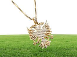 Albanië Eagle hanger ketting Iced Kosova Servië Doubleheaded Eagle CZ Plaveed Statement Hiphop Jewelry Men Women Ethnic Gifts 2018547134