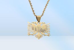 Albanie Eagle Pendant Colliers Gold Couleur en acier inoxydable Bijoux ethniques pour femmes Men7719548