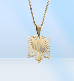Albanie Eagle Pendant Colliers Gold Couleur en acier inoxydable Bijoux ethniques pour femmes Men2244791