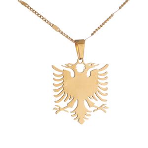 Albania Eagle Colgante Collares Acero Inoxidable Étnico Animal Cadena Joyería Regalos